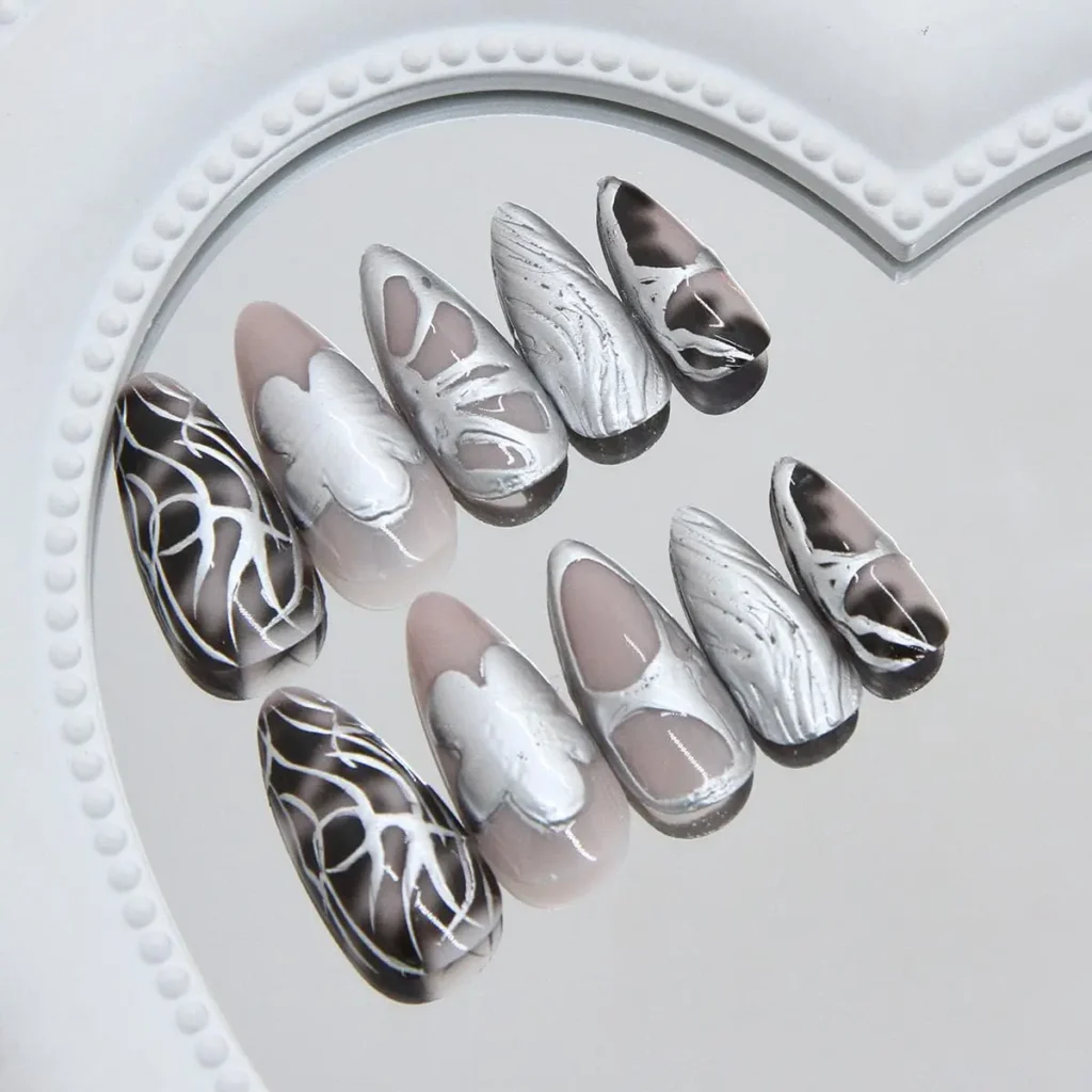 Best Y2K Gothic Chrome Press On Nails Under $7