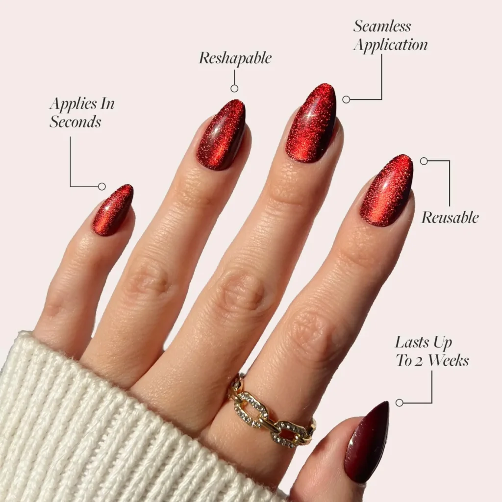 Best Deep Red Sparkly Press On Nails