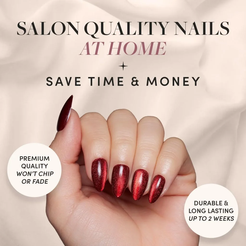 Best Deep Red Sparkly Press On Nails