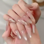 Almond Press On Nails with Cat-Eye Effect