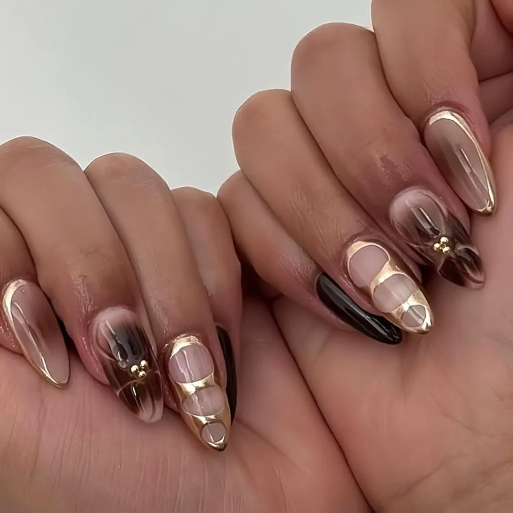 Best Brown Flower Ombre Press On Nails Under $7