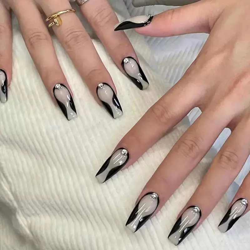 French Tip Press On Nails: The Ultimate Guide to Black Metallic Square Nails