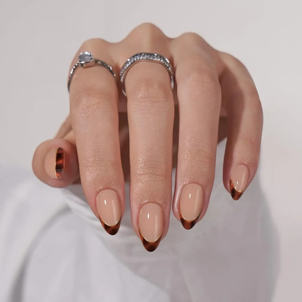 Best Winter French Tip Tortoise Nails