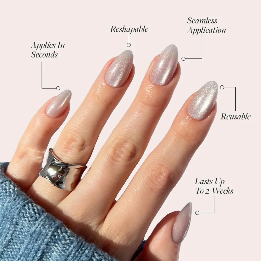 Selenite Press-On Nails - Soft White Sparkle